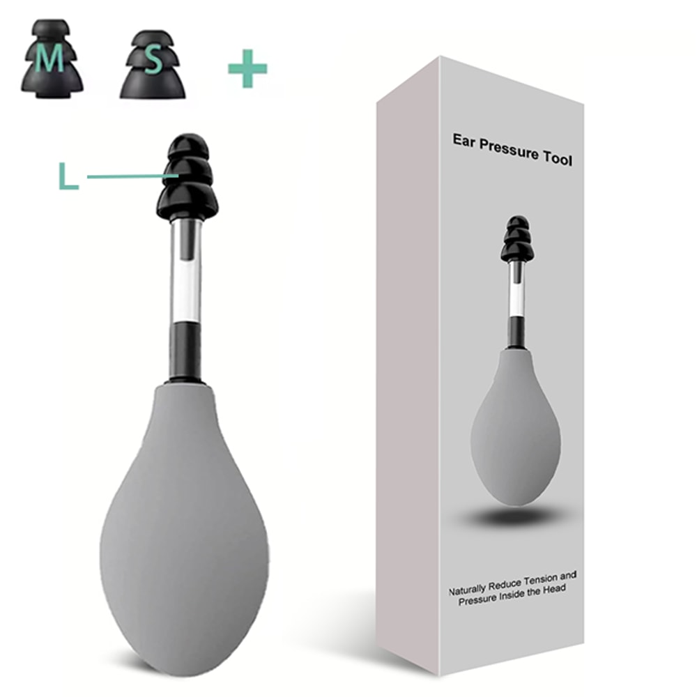 Ear Pressure Tool Portable, Inner Ear Pressure Relief Suction Device with Sizes of Earplugs for Headache