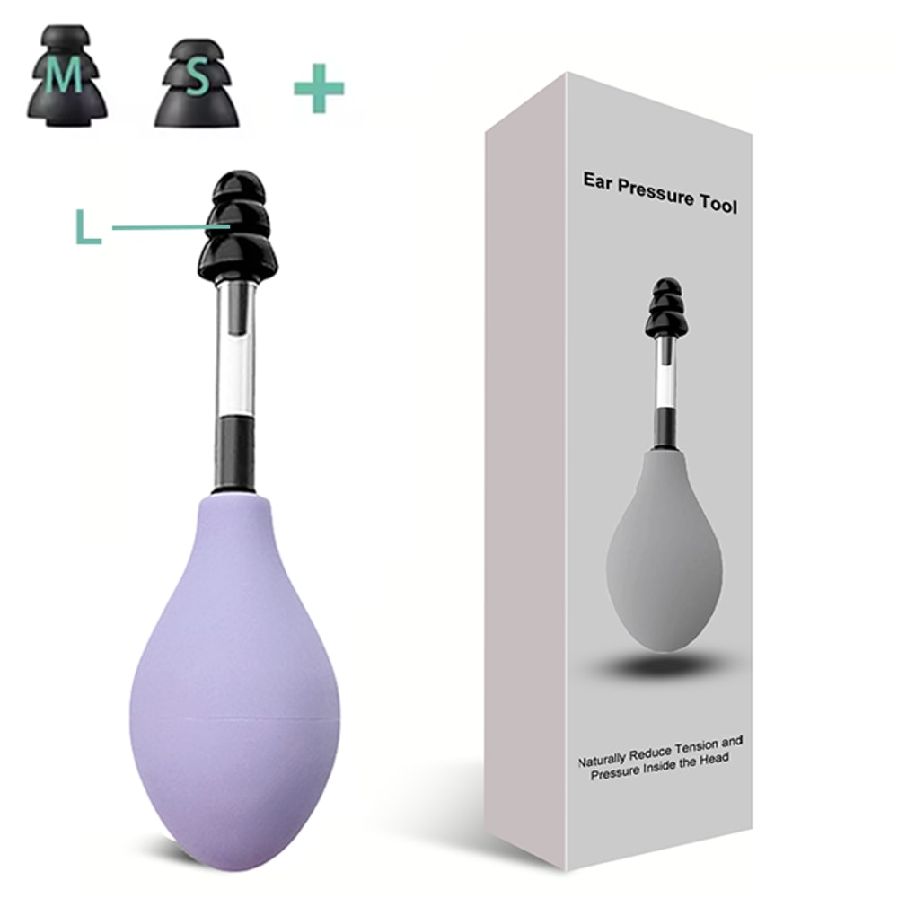 Ear Pressure Tool Portable, Inner Ear Pressure Relief Suction Device with Sizes of Earplugs for Headache