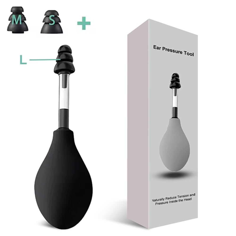Ear Pressure Tool Portable, Inner Ear Pressure Relief Suction Device with Sizes of Earplugs for Headache