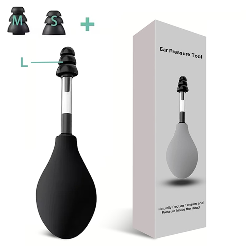 Ear Pressure Tool Portable, Inner Ear Pressure Relief Suction Device with Sizes of Earplugs for Headache