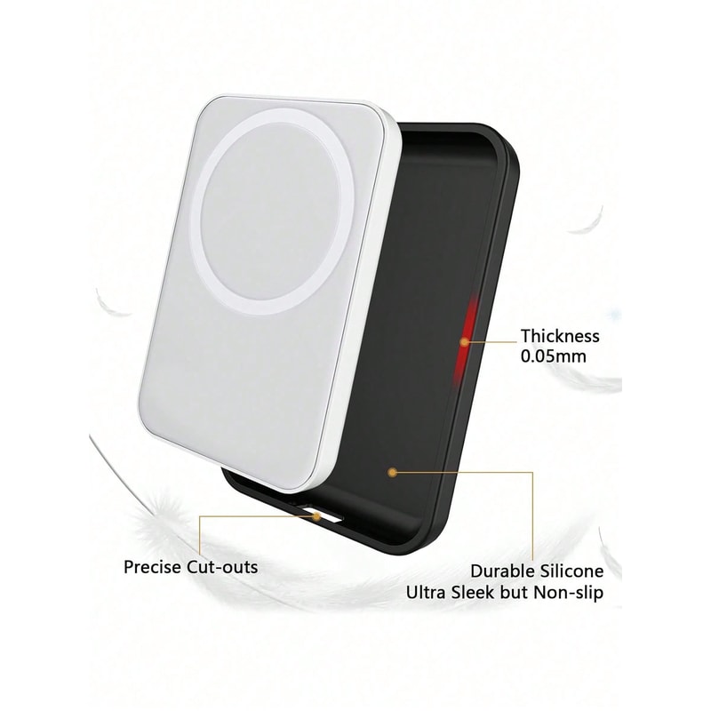 Black Charging Case Protector, Compatible with Apple's Original Mag Safe Wireless Power Bank, Durable Cover