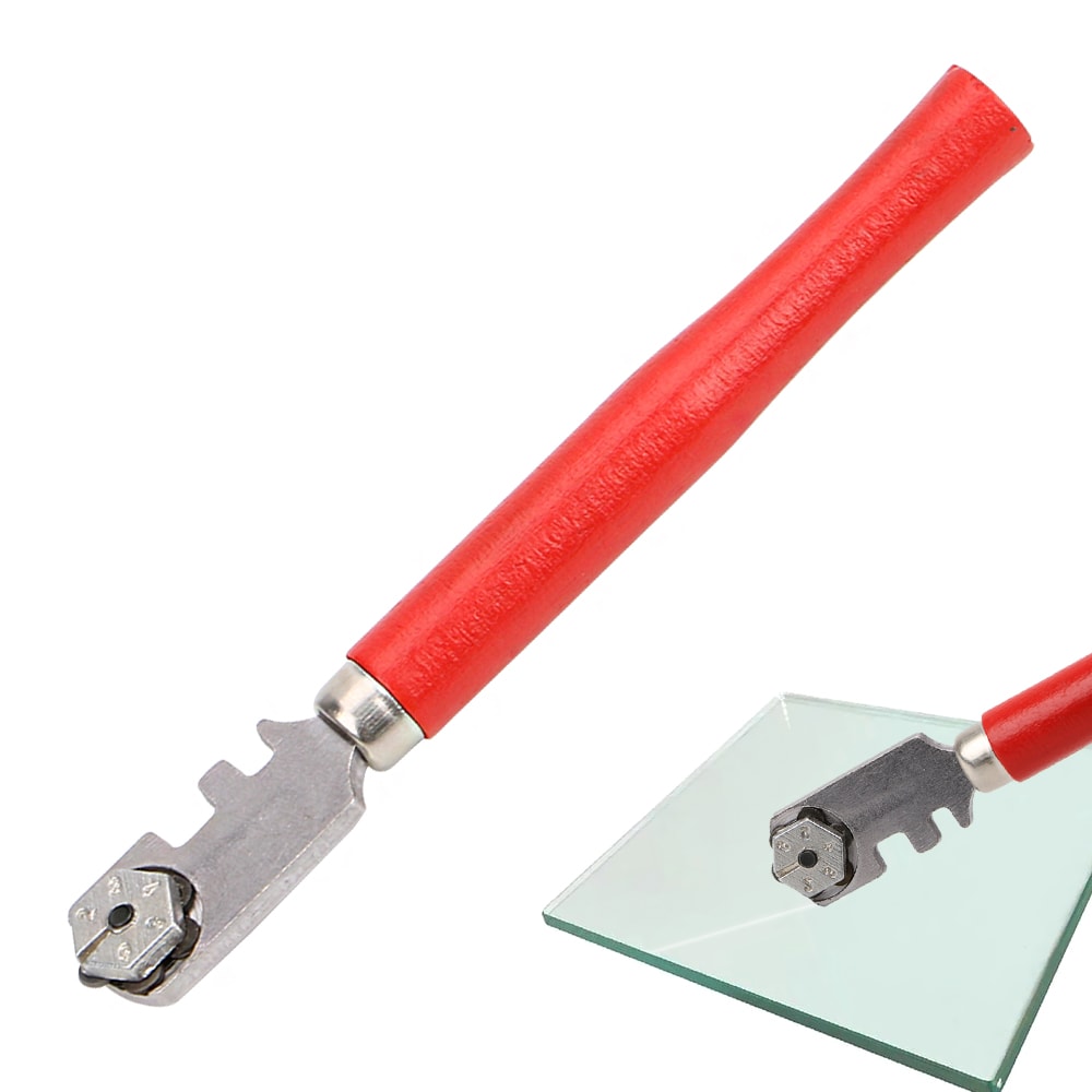Professional Glass Tile Cutter, Window Craft Wooden Handle,, Diamond Tipped Portable Glass Cutter Tool