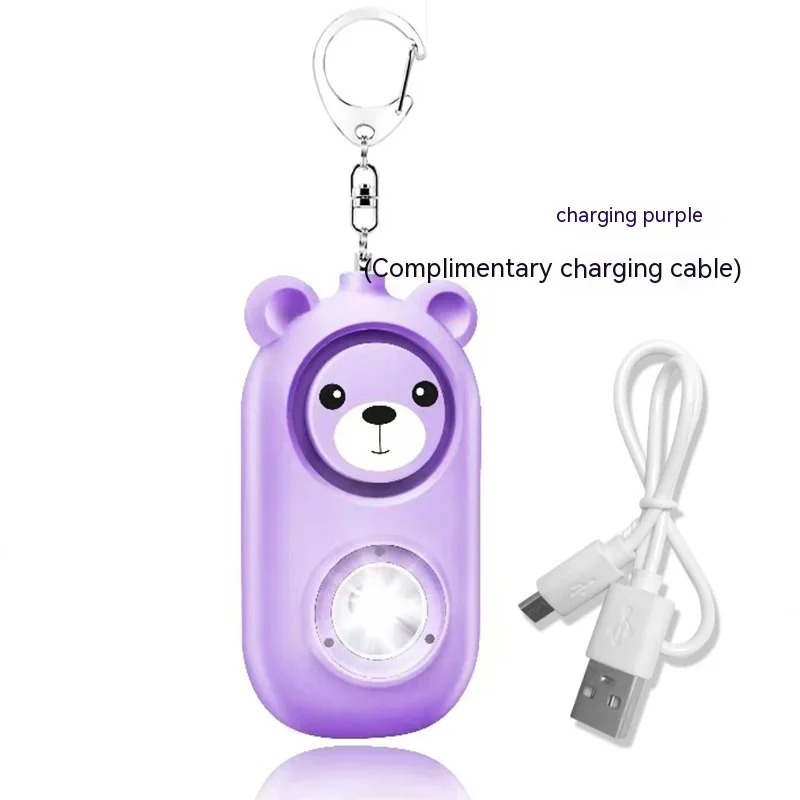 Bear Style Emergency Alarms Security Alarm Keychain Protective Devices Personal Siren Ring With LED 1