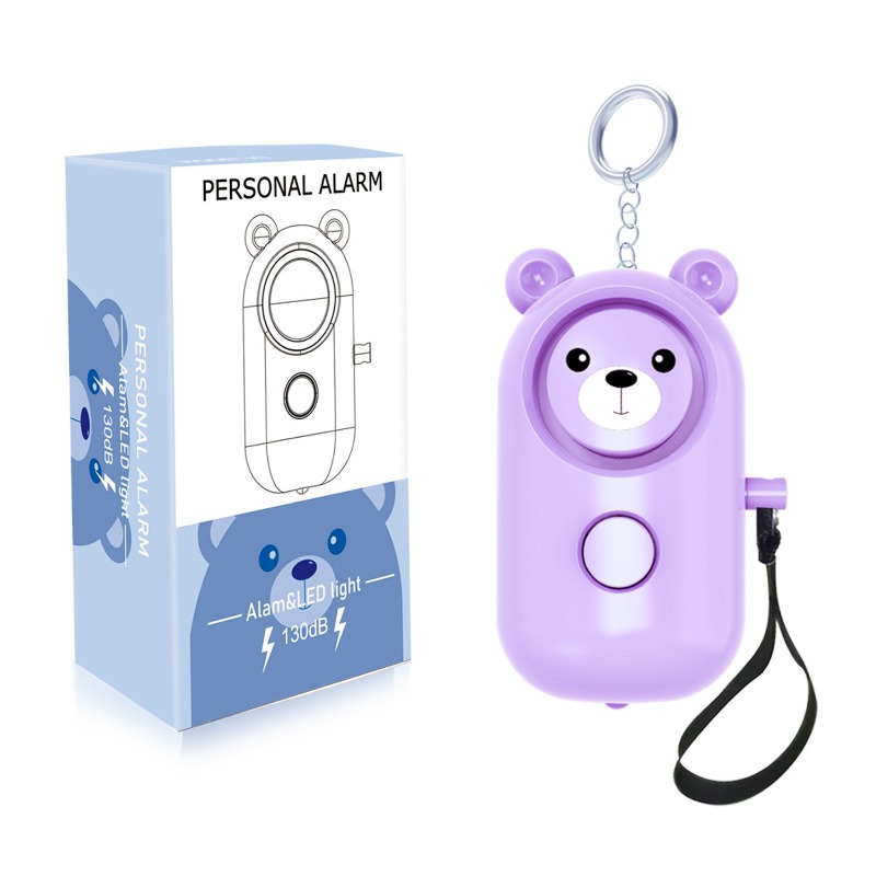 Bear Style Emergency Alarms Security Alarm Keychain Protective Devices Personal Siren Ring With LED 8