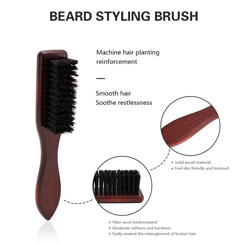 Barber Top Men Beard Brush, Wooden Handle Soft Hair Cleaning Comb, Broken Hair Removal, Neck Duster Barber Tools