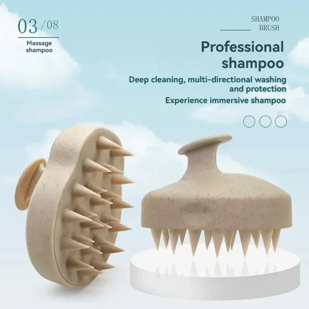 Silicone Hair Wash Brush Wheat Straw Hair Scalp Scratching Comb Silicone Head Brush Stop Itch Haird 1