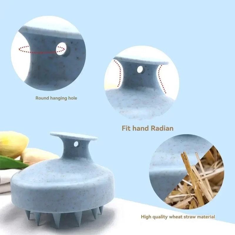 Silicone Hair Wash Brush Wheat Straw Hair Scalp Scratching Comb Silicone Head Brush Stop Itch Haird 3