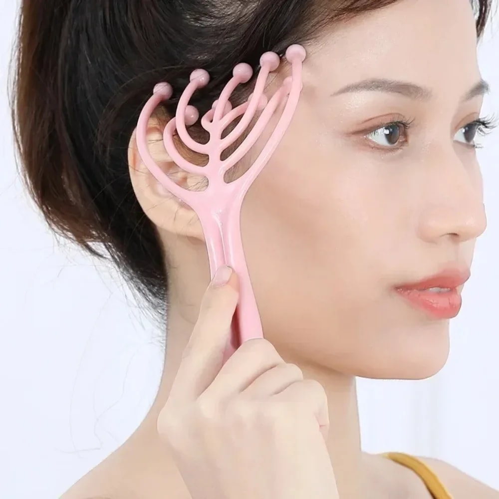 Head Massager For Scalp Neck Comb Roller Five Finger Handheld Relax Spa Hair Care Steel Ball Stress 4