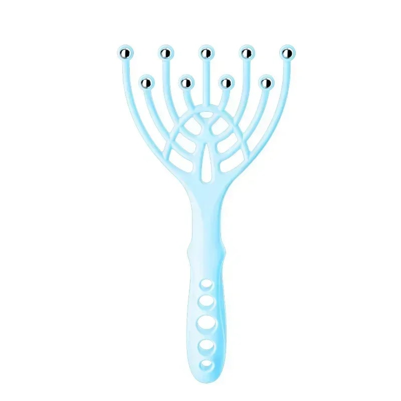 Head Massager For Scalp Neck Comb Roller Five Finger Handheld Relax Spa Hair Care Steel Ball Stress 7