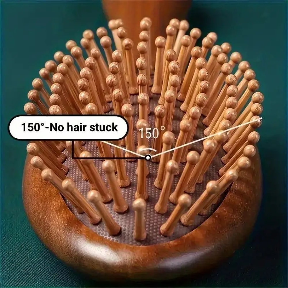 Luxurious Sandalwood Air Cushion Comb, Fine-Toothed Scalp Massaging Hairbrush, All Hair Types
