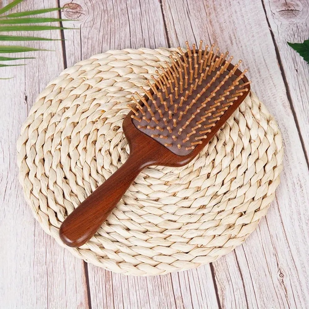 Luxurious Sandalwood Air Cushion Comb, Fine-Toothed Scalp Massaging Hairbrush, All Hair Types