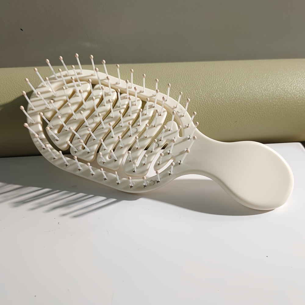 Mini Track Hairbrush, Portable Hollow Design with Nylon Bristles, Ergonomic Handle, Compact and Lightweight