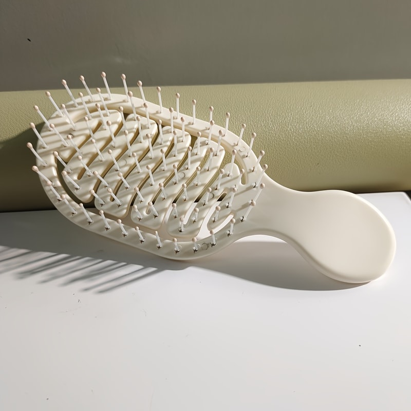Mini Track Hairbrush, Portable Hollow Design with Nylon Bristles, Ergonomic Handle, Compact and Lightweight