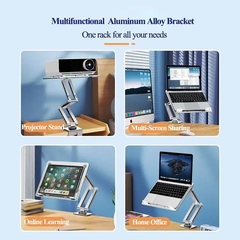 Easy Laptop Mount for Desk Adjustable Fold able Laptop Stand Holder Rotating Laptop Arm Mount for