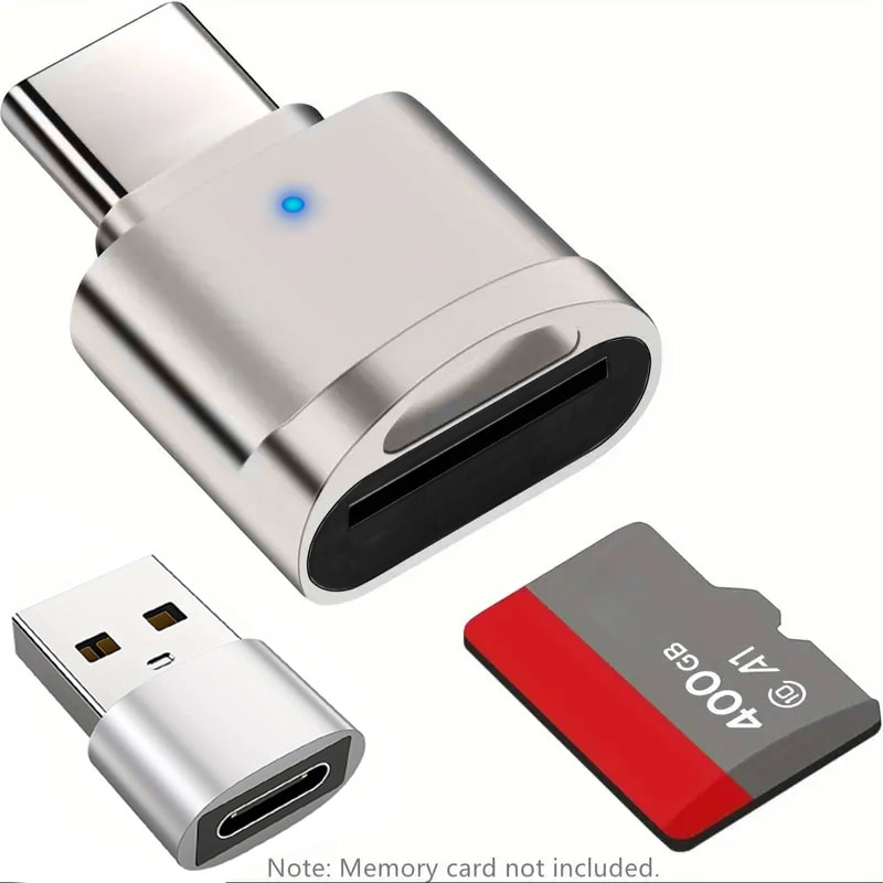 Type C Reader With Zinc Alloy Shell, SD Card Reader with USB C to USB Adaptor, Compatible with Laptop, MacBook, Samsung