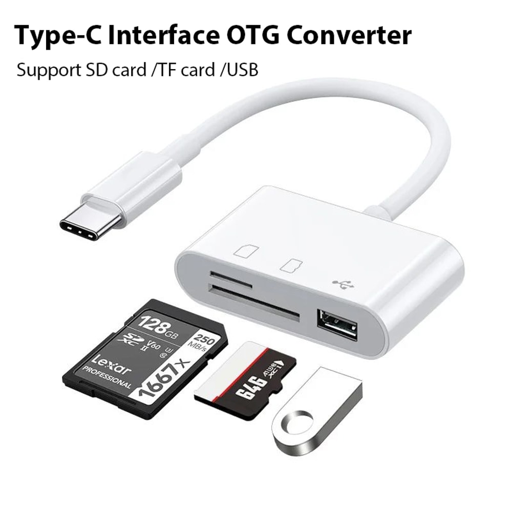 Type C Adaptor TF CF SD Memory Card Reader OTG Writer USBC For IPad Mac Book 2