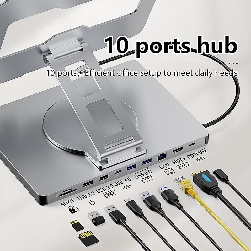 Aluminium IPad Holder Docking C Hub 4K 60Hz Type C Adapter USB30 5Gbps Charger For Laptop Desktop 7