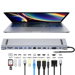 usb c 3.0 hub type c to multi 4k hdmi monitor video converter, ethernet vga pd power adaptor docking station laptop