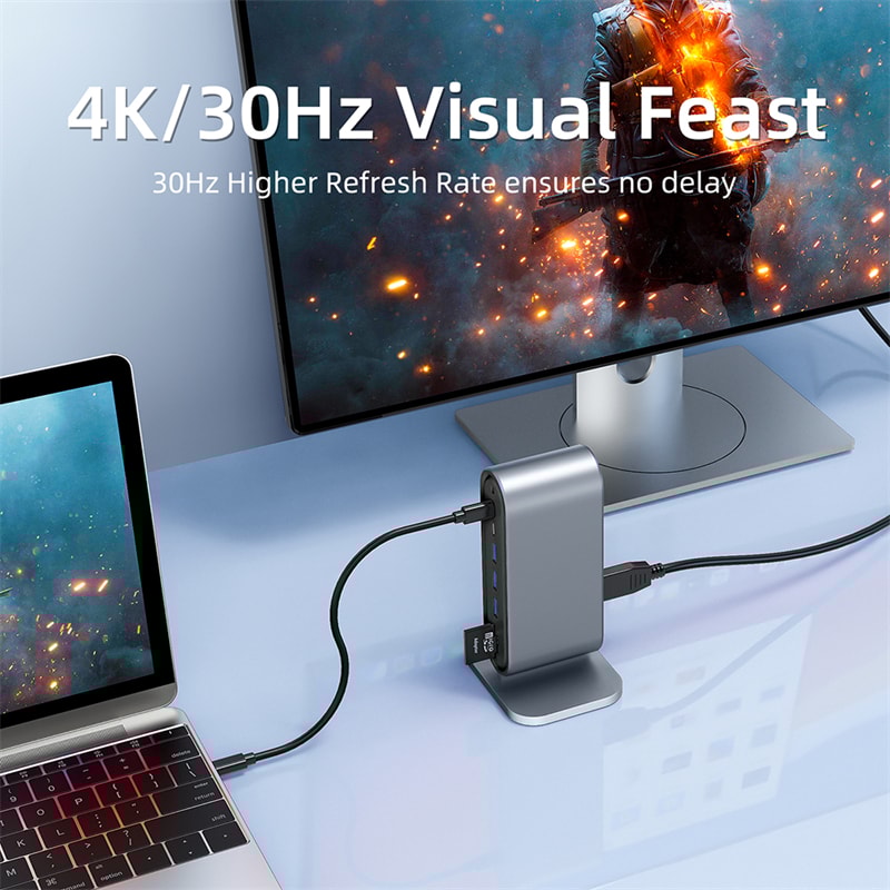 USB C 3.0 HUB Type C to Multi 4K HDMI Monitor Video Converter, Ethernet VGA PD Power Adaptor Docking Station Laptop
