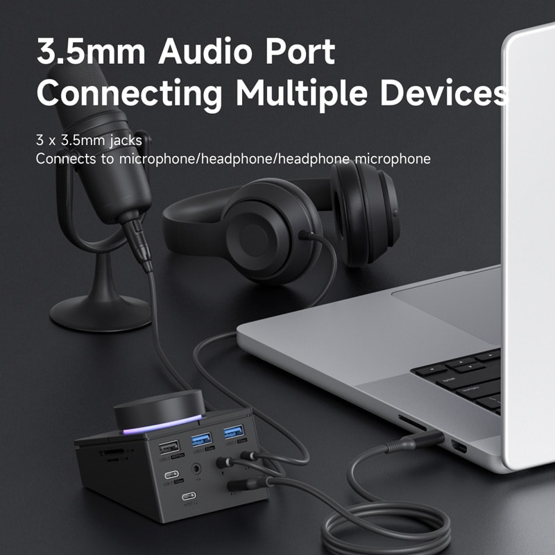 USB C Hub With Shortcut Buttons TypeC Docking Station Volume Adjustment Desktop Controller 6