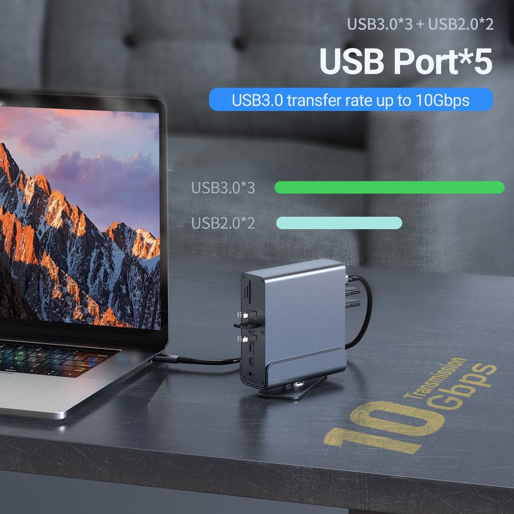 15 In 1 USB C Hub Docking Station Multi Port Type C HDMI 3 USB 30 Ethernet SD TF Reader 6