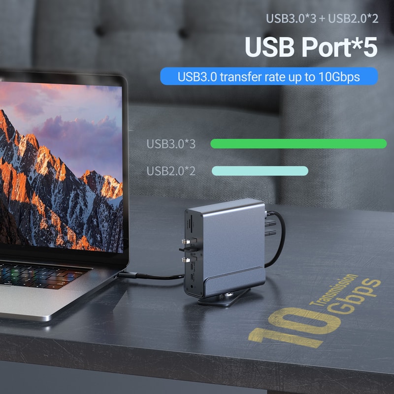 15 In 1 USB C Hub Docking Station Multi Port Type C HDMI 3 USB 30 Ethernet SD TF Reader 6