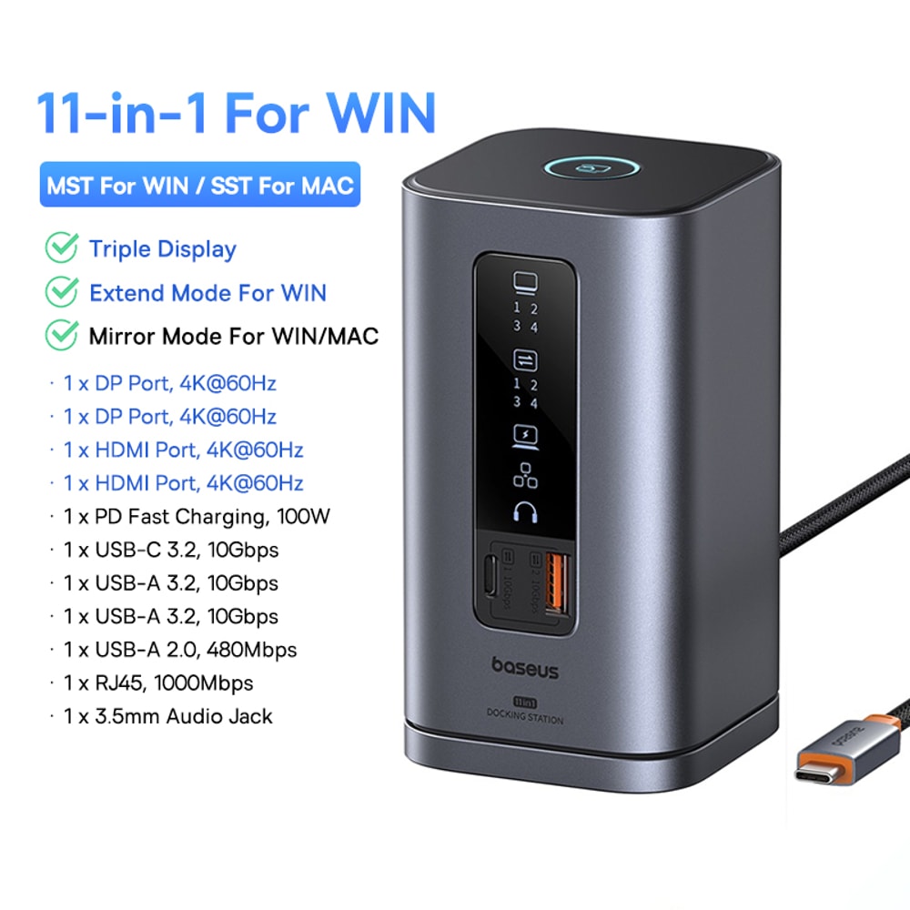 USB C HUB For Mac System HDMI 4K 60Hz MST Triple Display 11in1 HUB Docking Station For Mac Book Air 8