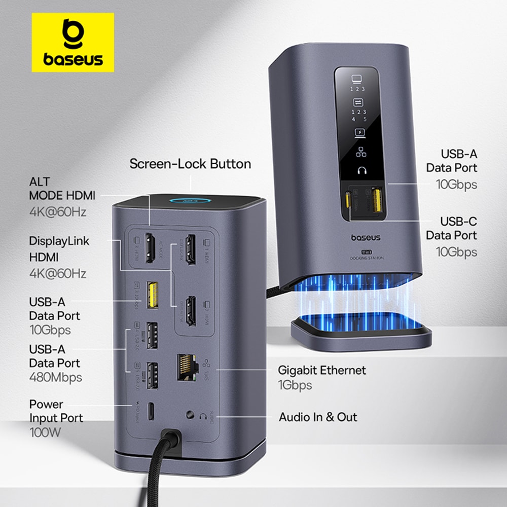 USB C HUB For Mac System HDMI 4K 60Hz MST Triple Display 11in1 HUB Docking Station For Mac Book Air 4