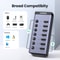 USB Splitter Power Adaptor, Individual Switch USB Ports Extender for PC Laptop