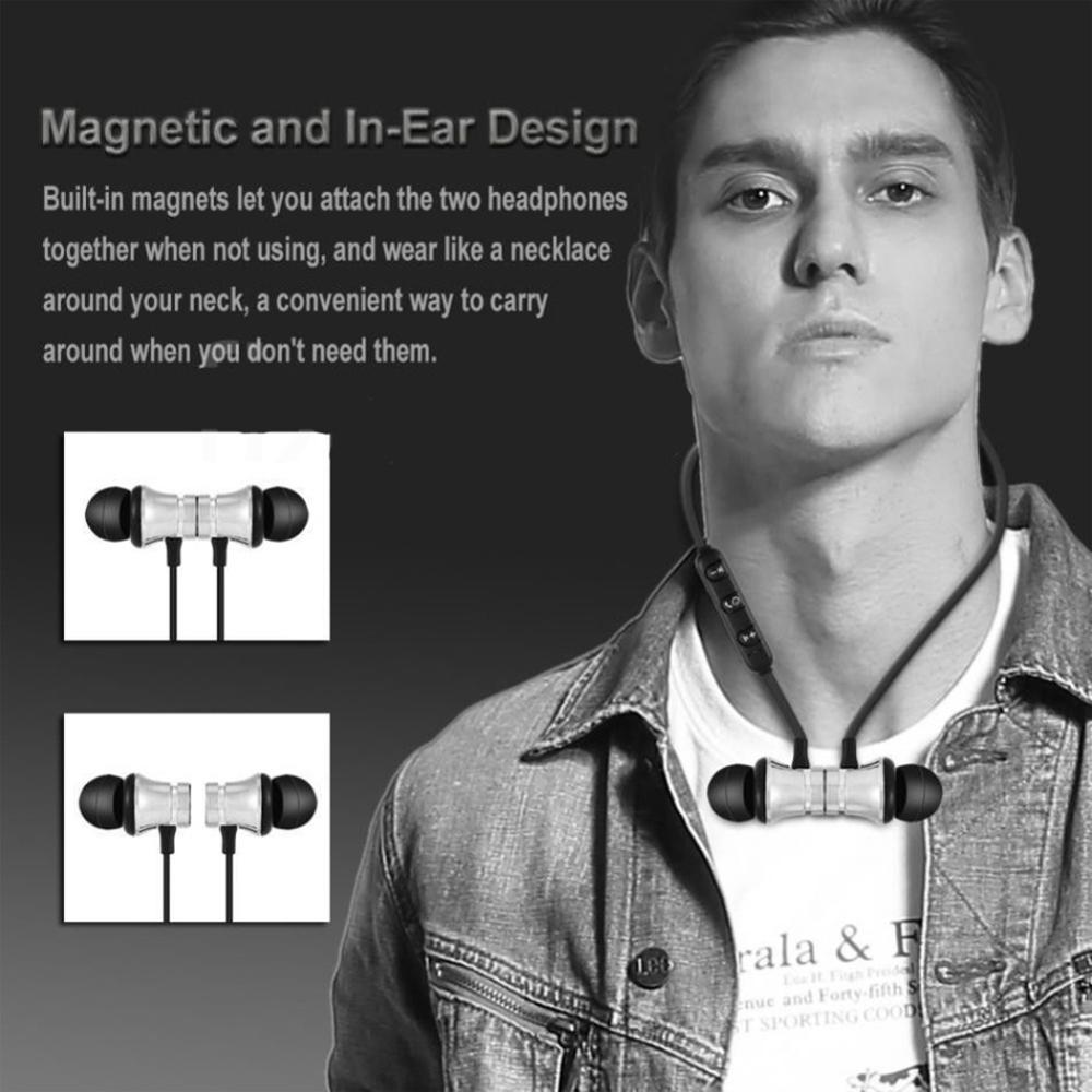 Sports Running Bluetooth Earphone, Magnetic Wireless Headset, Bass Stereo Headphones, with Microphone for All Phones