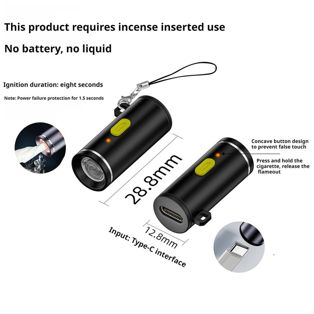 Practical Mini Type C Cigarette Lighter, No Flame, Compact, Electric, Easy Storage, Perfect for Air Travel & Outdoor Use