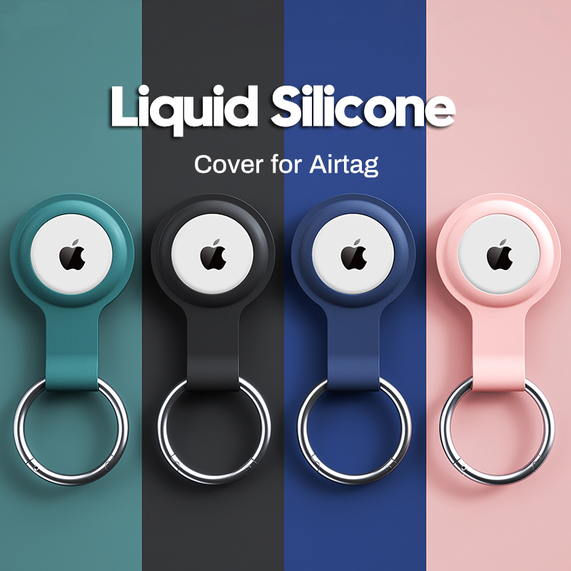Cover For Apple Air Tags Case Liquid Silicone Protective Shell AntiScratch Sleeve Key Chain Tracker 1
