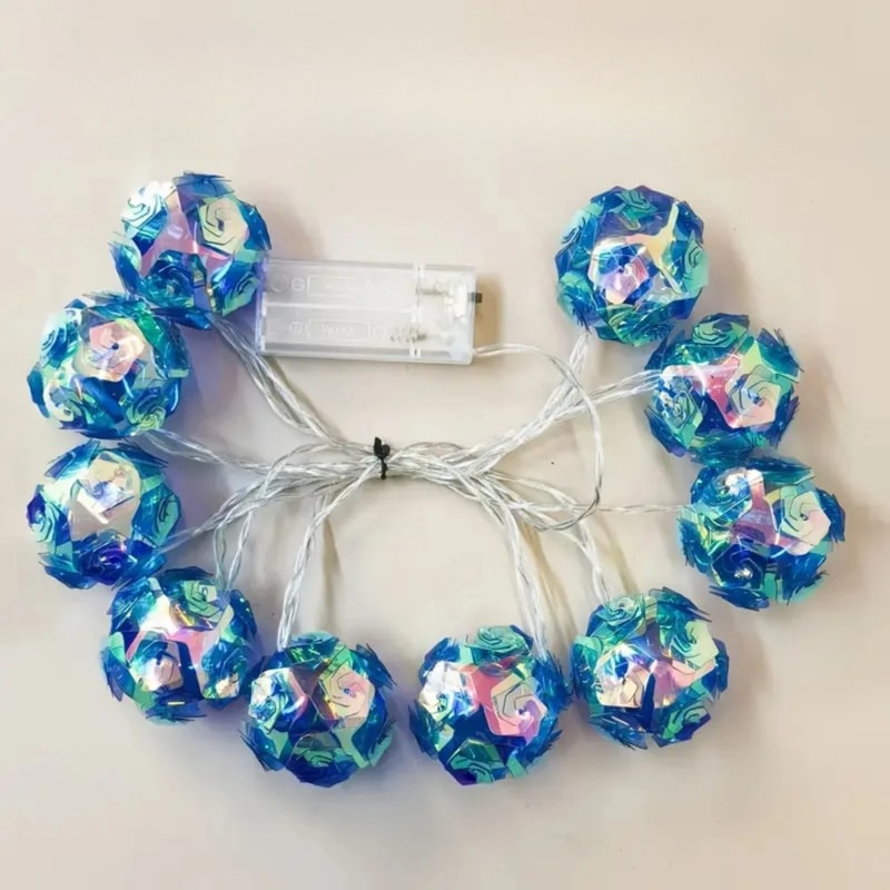 LED Battery Powered Flower String Lights Romantic Rose Flower Laser Ball Lamp For Bedroom Home Gard 3