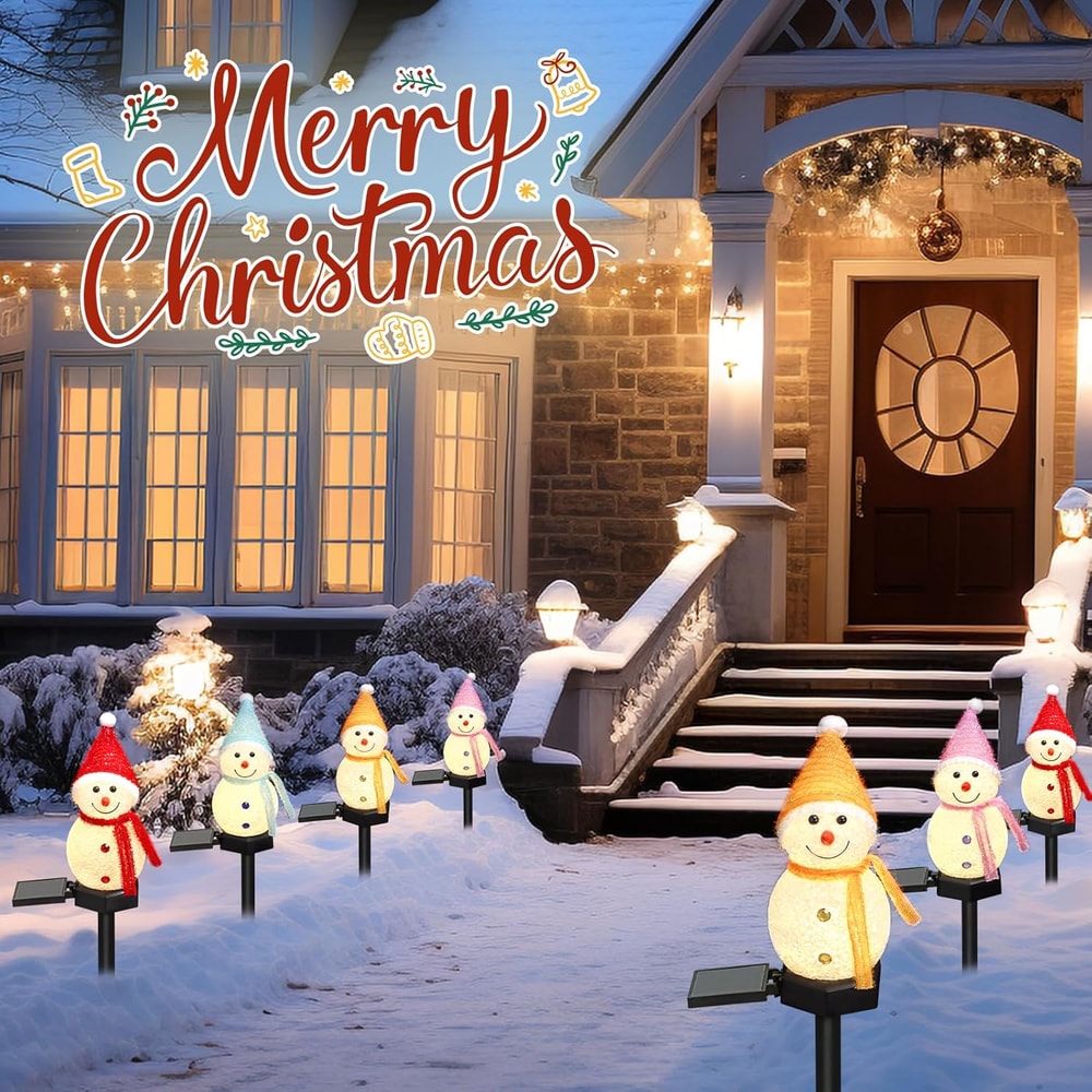 Solar Powered Ground Stake Light Snowman Xmas Pathway Lights Outdoor Solar Garden Light For Christm 1
