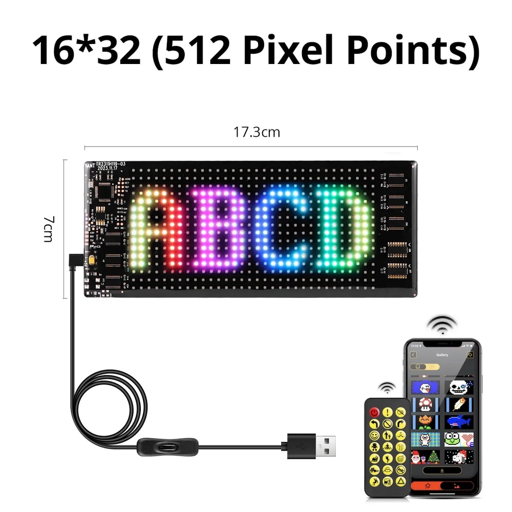 Scrolling Advertising LED Sign Panel Bluetooth App Control Customizable Logo Light Programmable Tex
