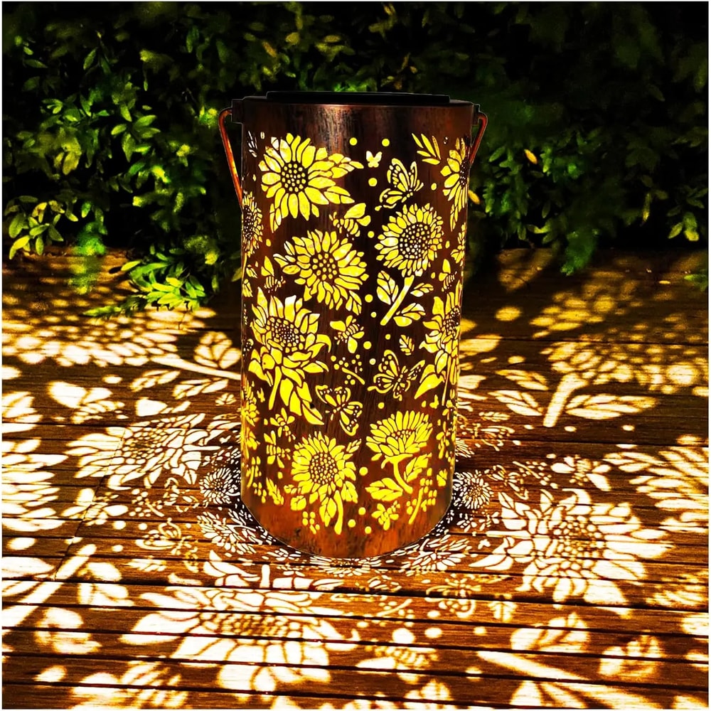 Sun Flower Light and Shadow Light, Waterproof Outdoor Light, Solar Powered for Night Pathway, Lawn, Garden