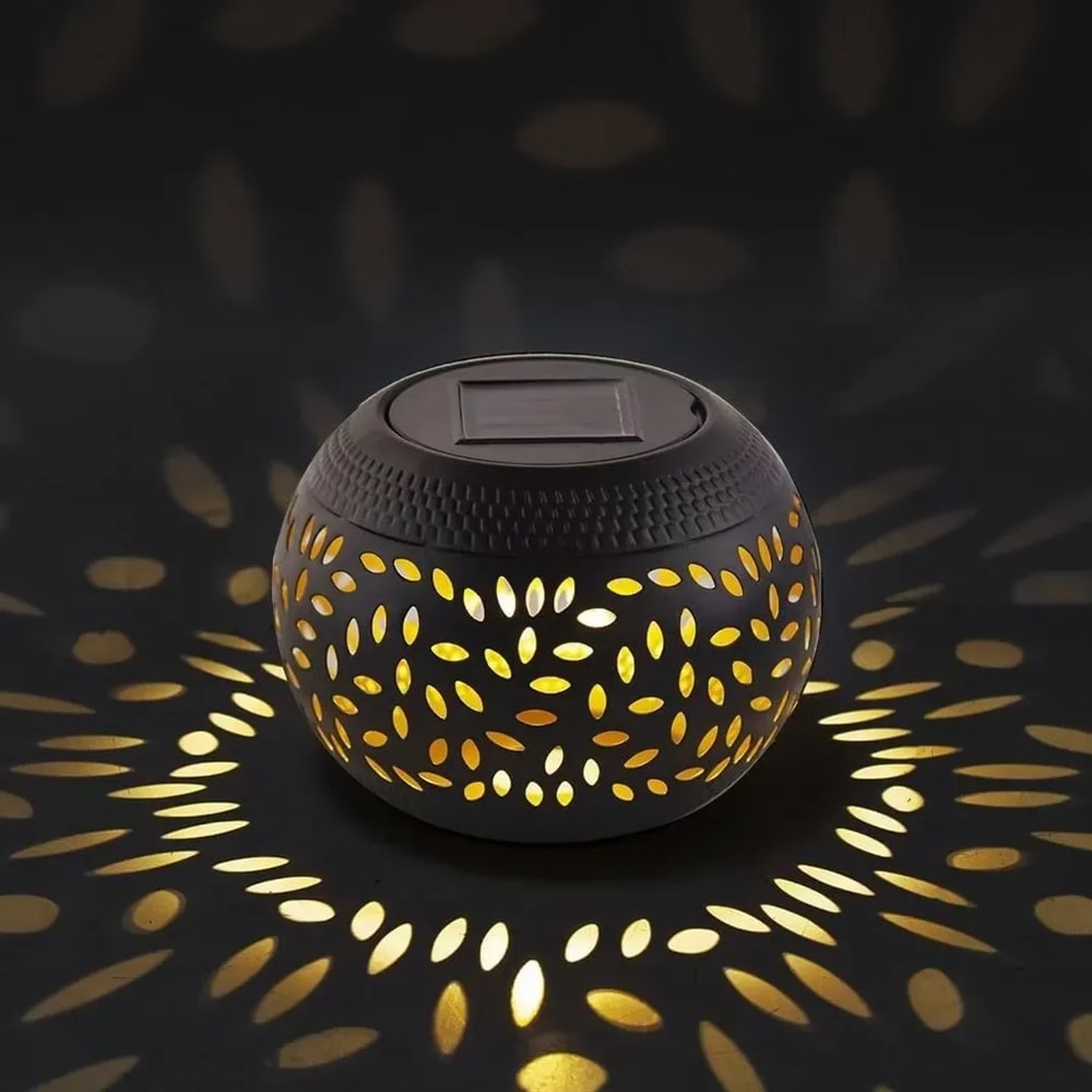 Solar Table Lights Outdoor, Waterproof Metal Garden Projector Lamp, Retro Lawn Atmosphere Lamp