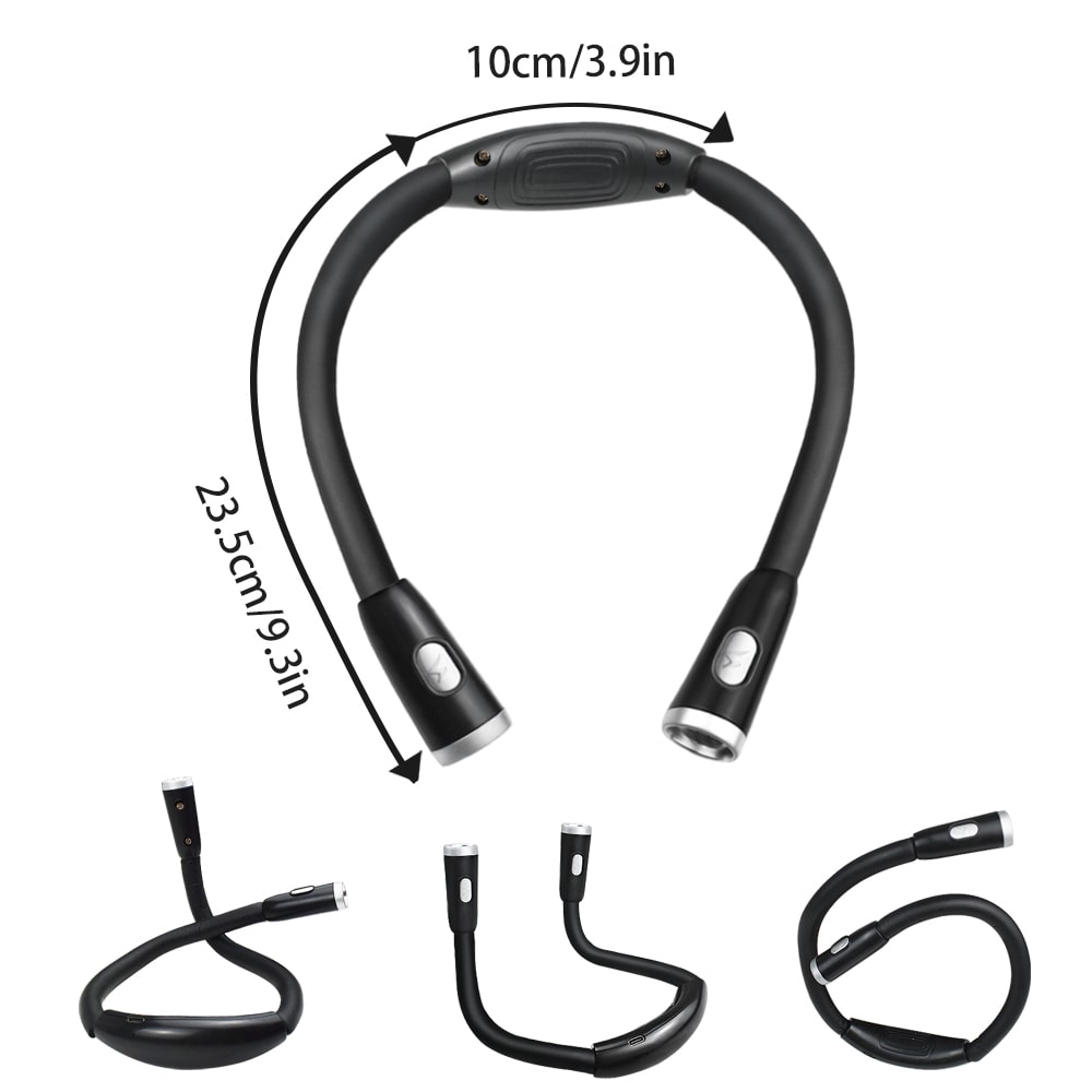 USB Rechargeable LED Neck Hanging Reading Light, Eye Protection Book Light for Night Reading, Running, Knitting