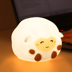 usb rechargeable cartoon animal touch lamp, cute silicone unicorn sheep hamster, rgb led night light, kids bedroom decor