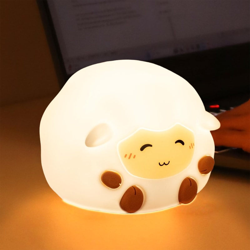 USB Rechargeable Cartoon Animal Touch Lamp Cute Silicone Unicorn Sheep Hamster RGB LED Night Light 0
