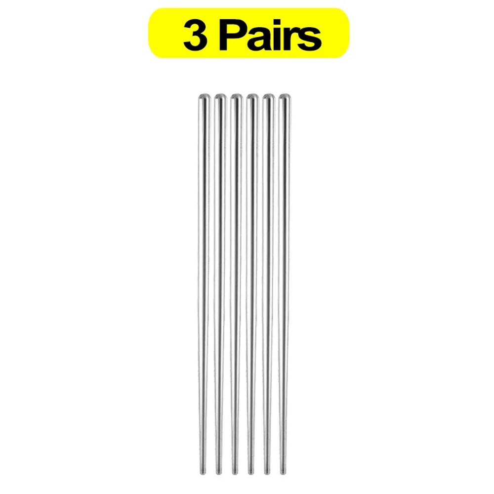 Chopsticks Stainless Steel Nonslip Sushi Chopstick Reusable Food Metal Stick Durable Kitchen Tablew 5