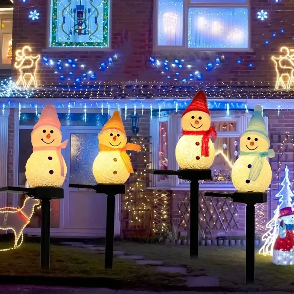 LED Snowman Solar Garden Light, Outdoor Ground Stake Light, Solar Powered Xmas Pathway Lights for Christmas Lawn Yard