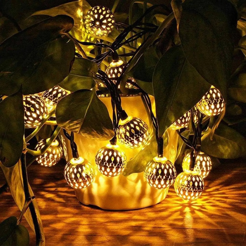 Outdoor and Indoor Waterproof Moroccan Fairy Lights, Solar LED Lights for Room Decor, Garden Yard Patio