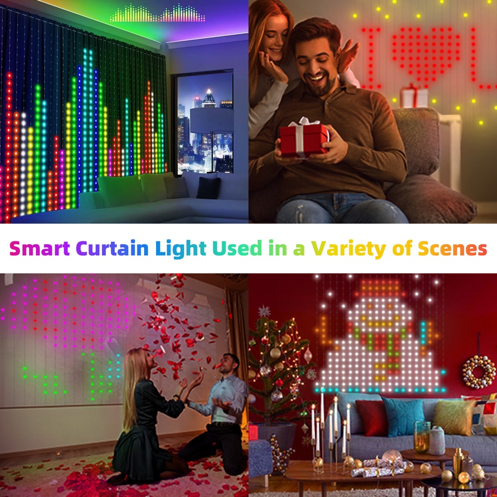 USB Powered Smart LED Curtain Fairy Lights App Remote Control For Bedroom Party Camping Decor 3