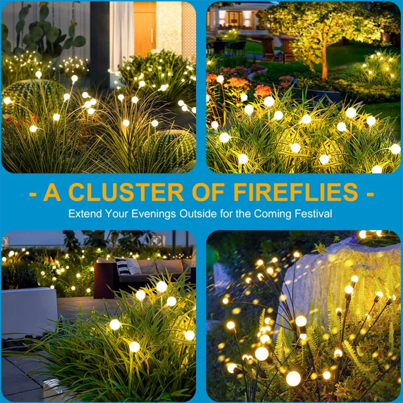 LED Solar Garden Lights Powered Fire Fly Lights Outdoor Garden Decoration Landscape Lights Fire Wor 3