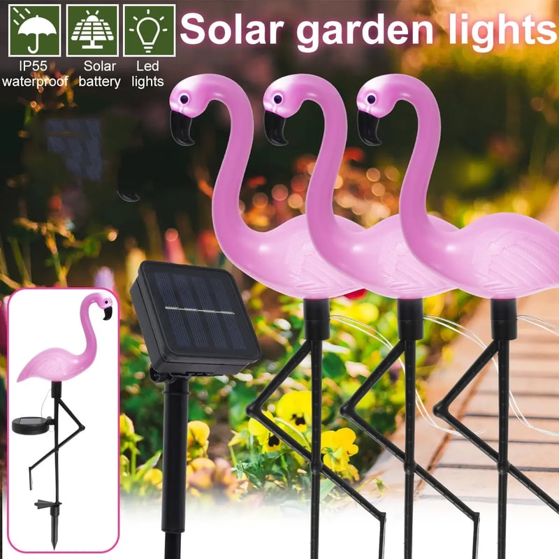Flamingo Garden Led Stake, Waterproof LED Landscape Ground Lamp, Outdoor Solar Lights for Outdoor Pathway, Xmas Decor