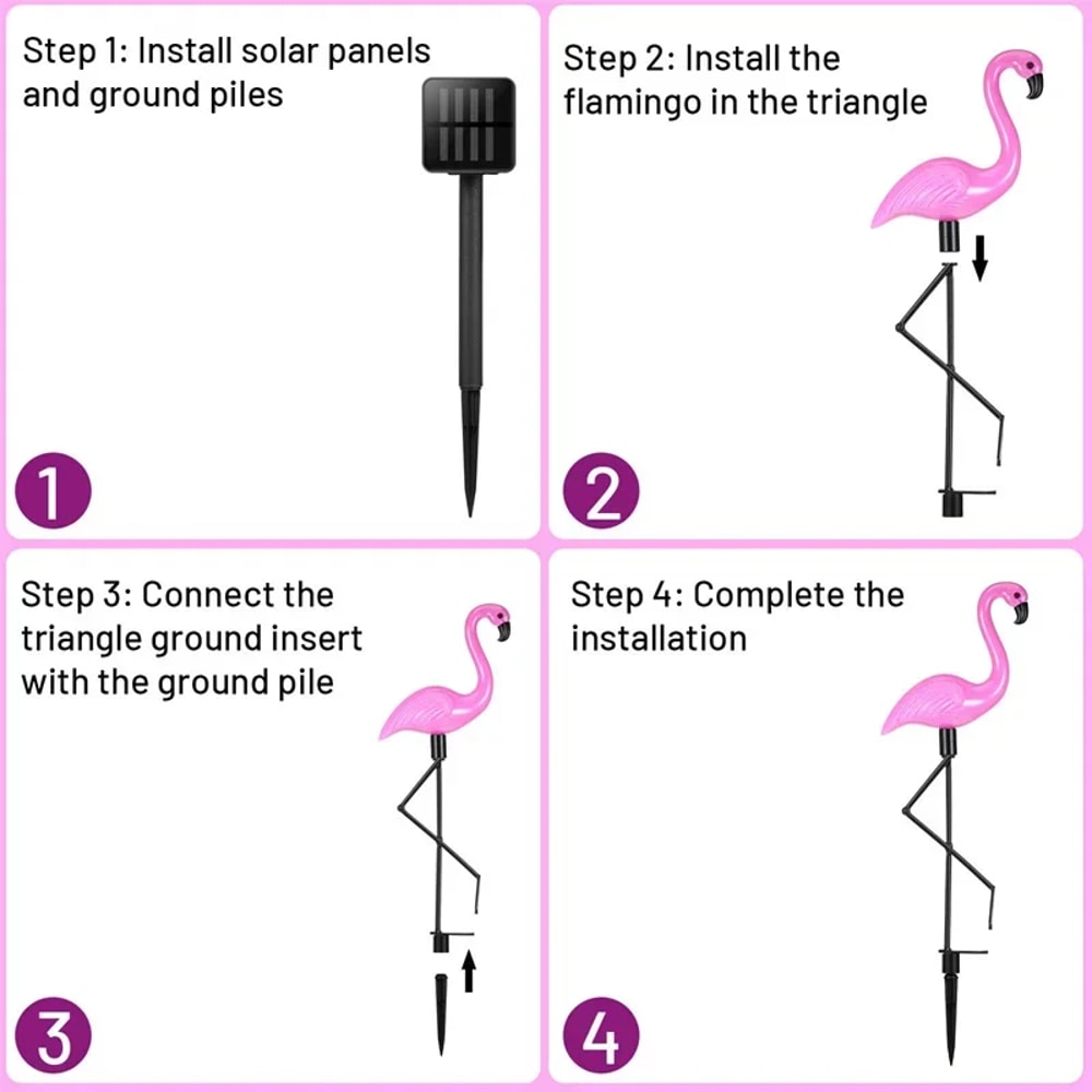 Flamingo Garden Led Stake, Waterproof LED Landscape Ground Lamp, Outdoor Solar Lights for Outdoor Pathway, Xmas Decor