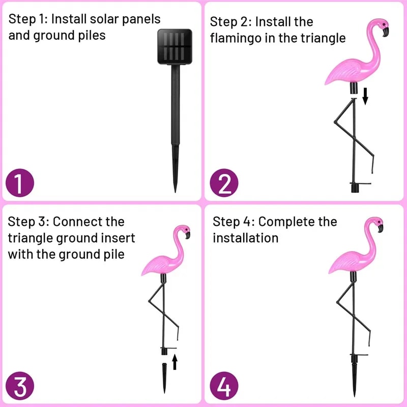 Flamingo Garden Led Stake, Waterproof LED Landscape Ground Lamp, Outdoor Solar Lights for Outdoor Pathway, Xmas Decor