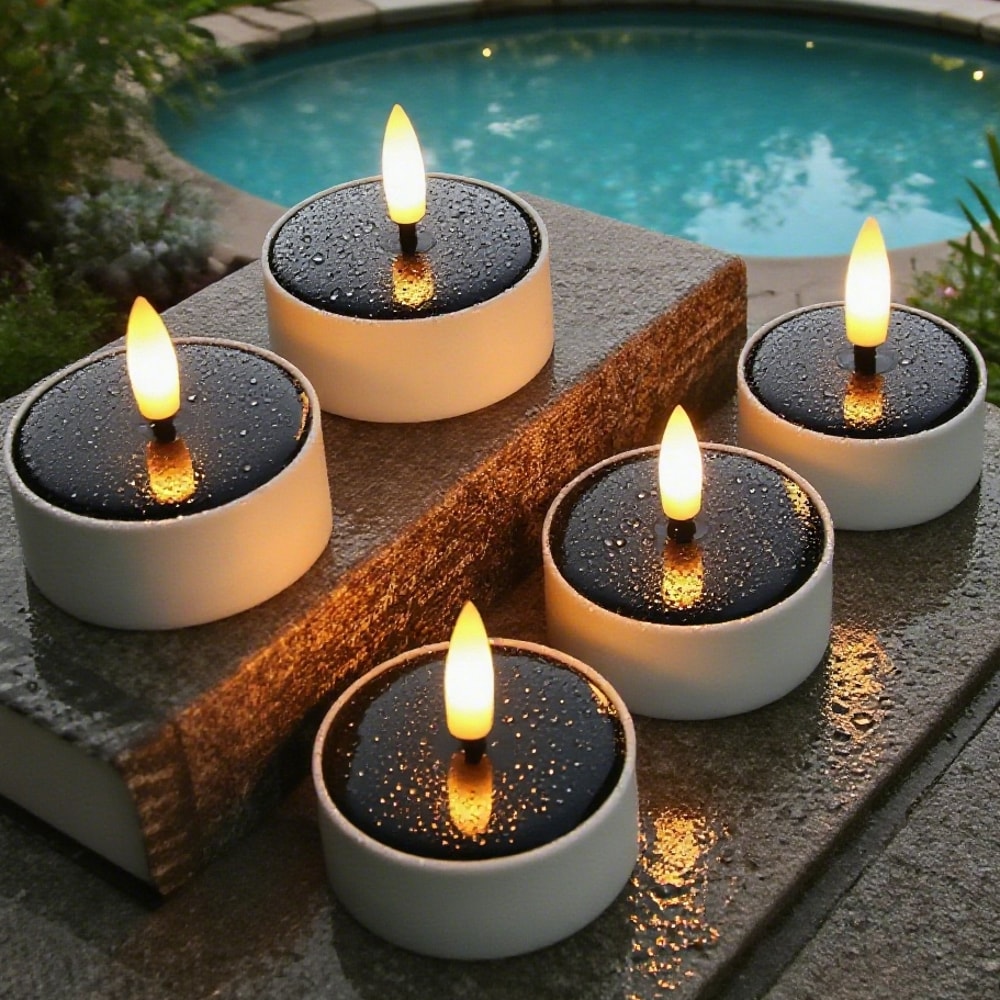 Solar Powered Candle Light Outdoor Waterproof Flame Less Garden Lawn Table Decor For Party Home Val 1