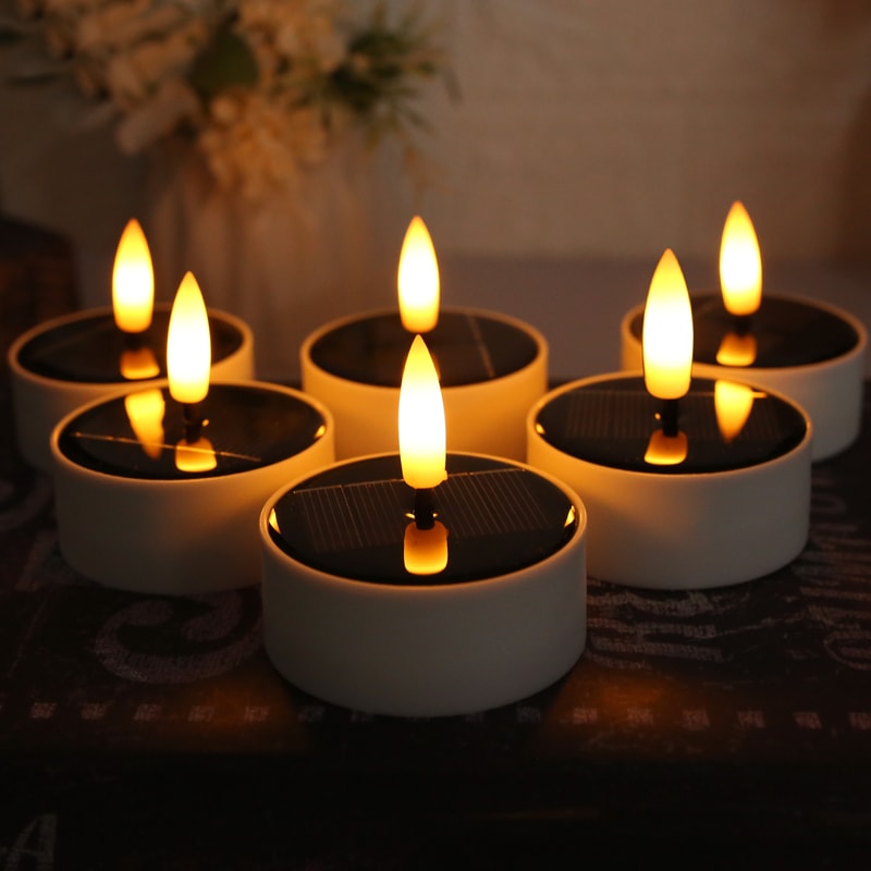 Solar Powered Candle Light Outdoor Waterproof Flame Less Garden Lawn Table Decor For Party Home Val 7